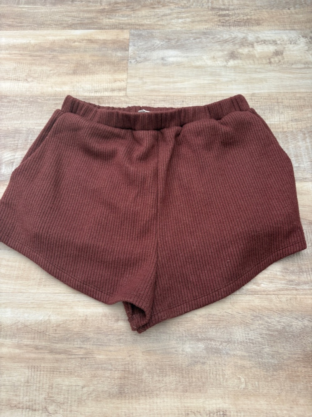 Lovers + Friends Ribbed High Waist Shorts - maroon